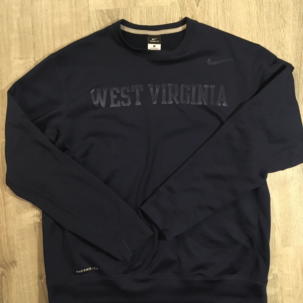 Nike WVU Therma Fit Long Sleeve Sweatshirt, Large